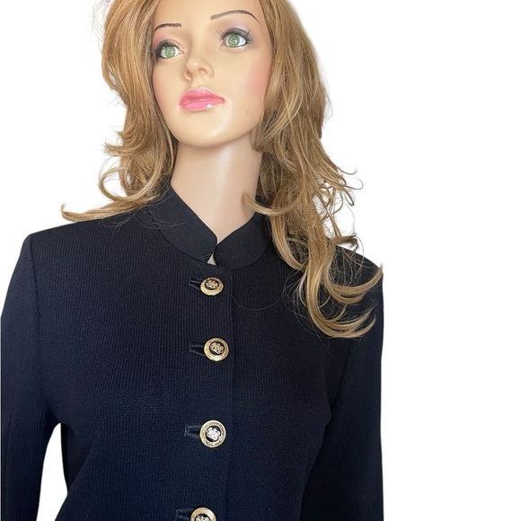 Vintage St. John collection Military Style  Knit black Jacket size S - Picture 7 of 15